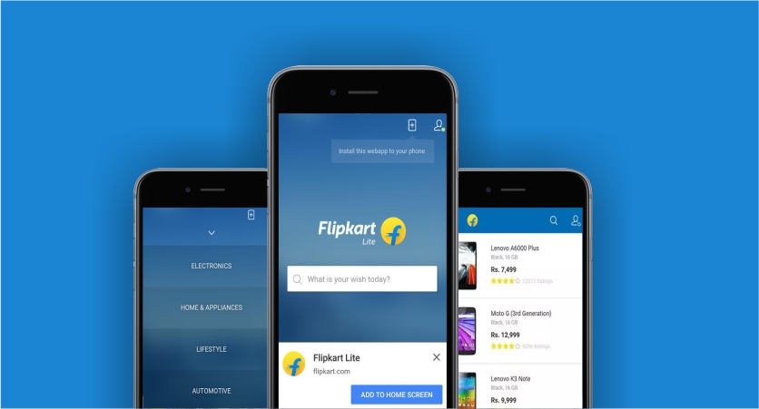 Flipkart lite used PWA by Systango