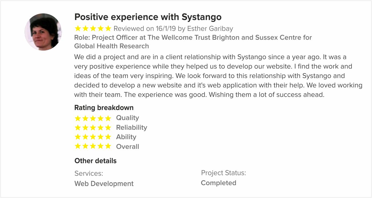 Client reviews of Systango at GoodFirms